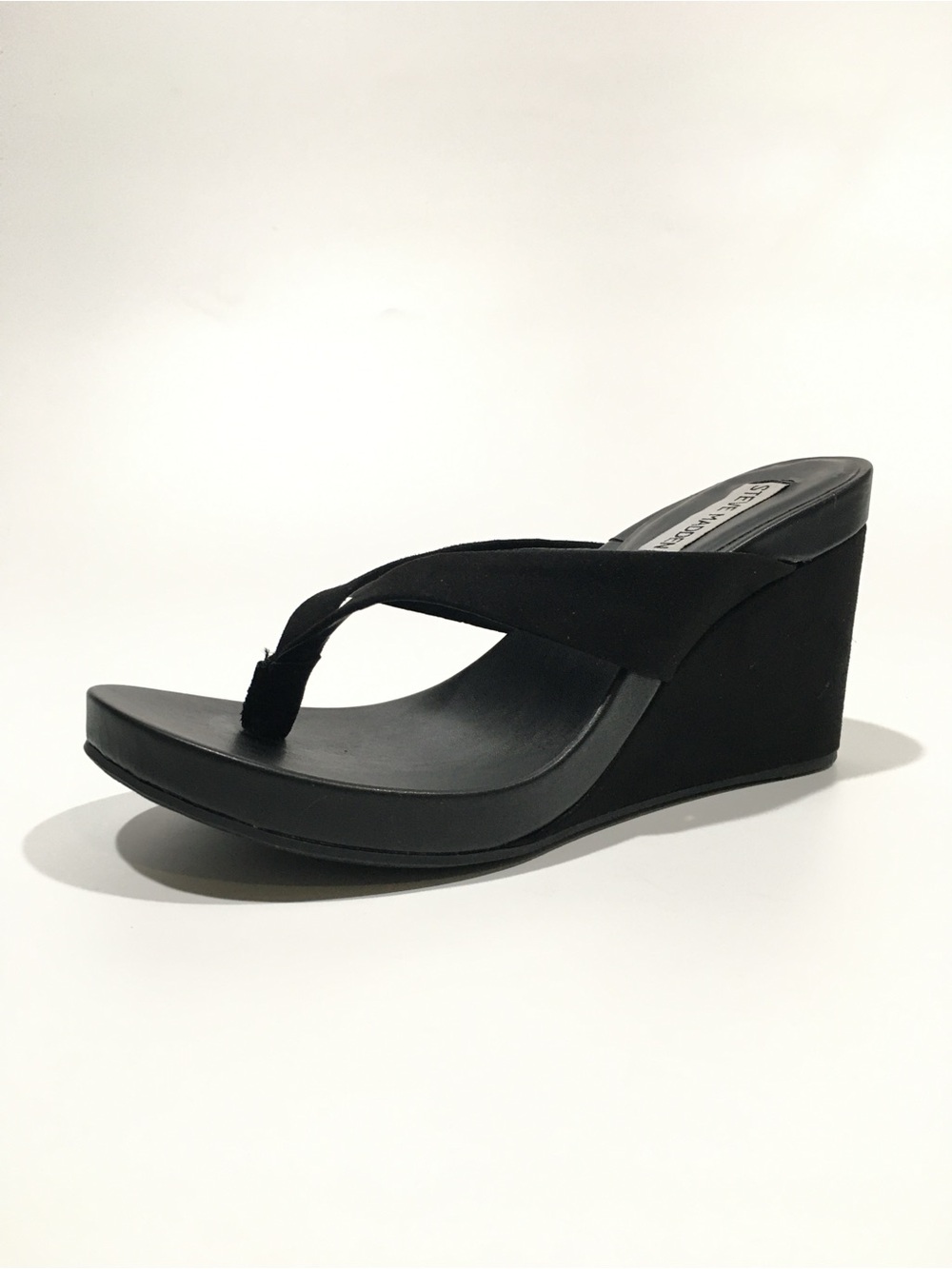 Steve Madden Women's Black Wedge Thong Sandals -US 7 -NEW